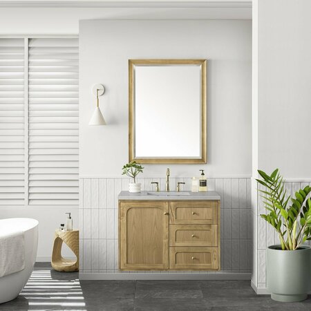 James Martin Vanities Laurent 36in Single Vanity, Light Natural Oak w/ 3 CM Eternal Serena Top 545-V36-LNO-3ESR